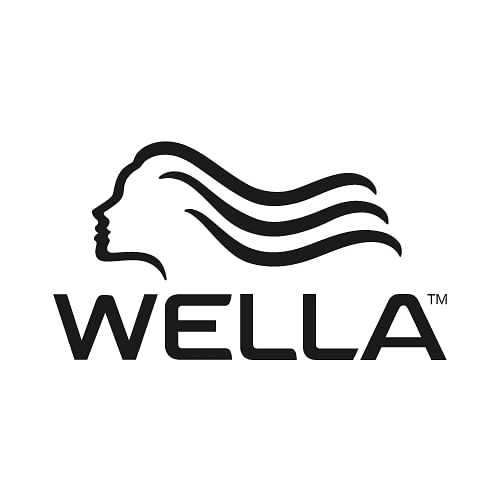 Logo of Wella with a stylized woman's profile and flowing hair.