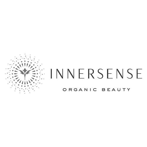 Logo of Innersense Organic Beauty with a burst motif.